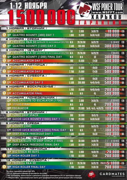 WSF Poker Tour Харьков 1.500.000 Guaranteed