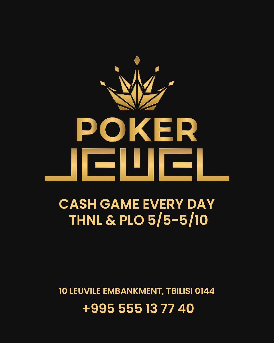 Jewel Poker Club | THNL & PLO every day from 19:00