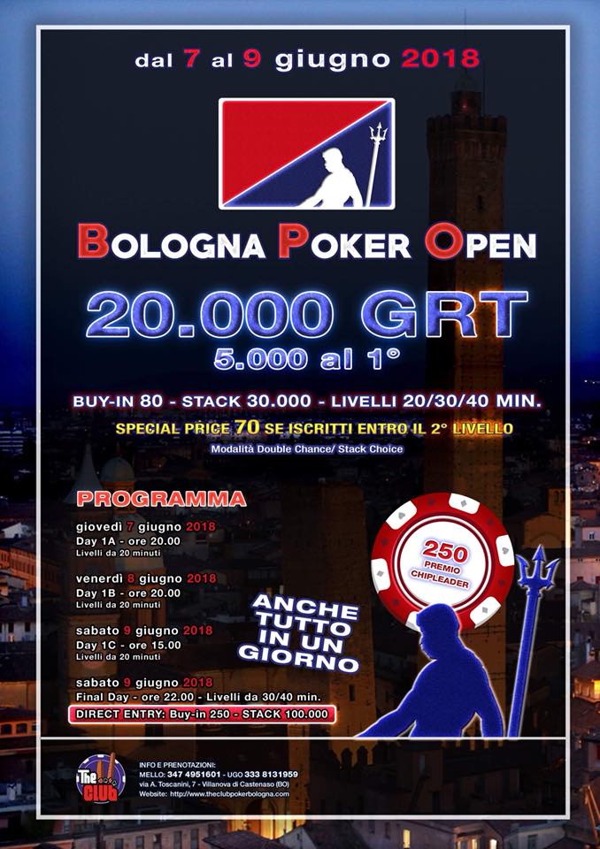 Bologna Poker Open dal 7 al 9 giugno