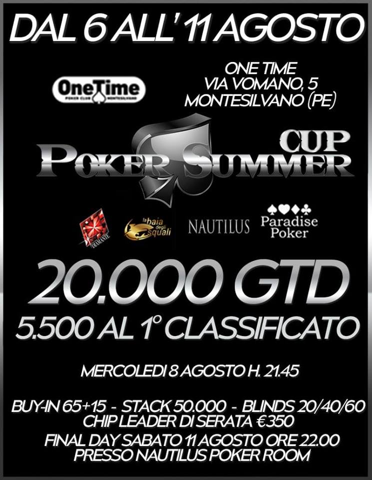 POKER SUMMER  CUP DAL 6 AL 11 AGOSTO