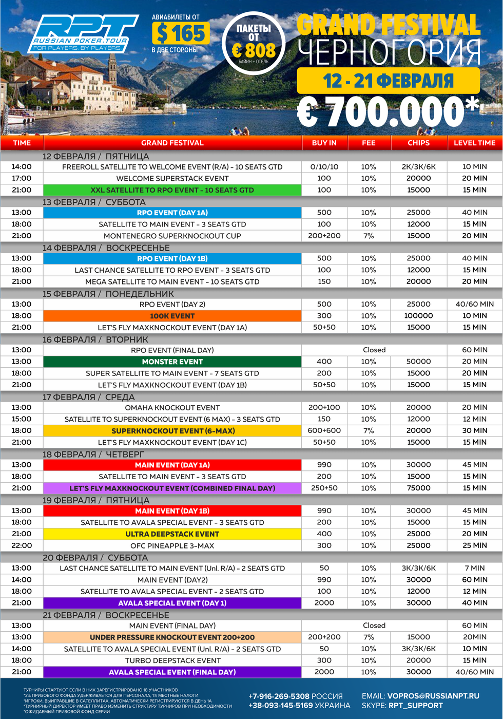 RUSSIAN POKER TOUR GRAND FESTIVAL ЧЕРНОГОРИЯ!